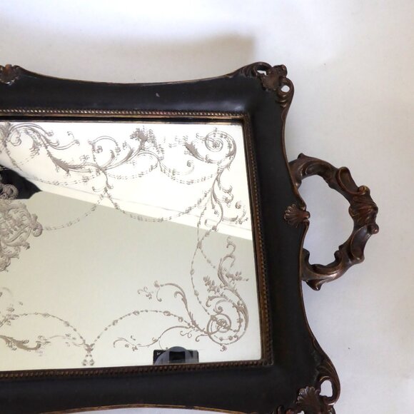 NEW 22” GOTHIC VANITY MIRRORED TRAY WITH HANDLES - Picture 7 of 15